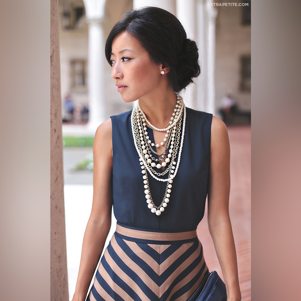 Ann Taylor Layered Pearl Statement Necklace